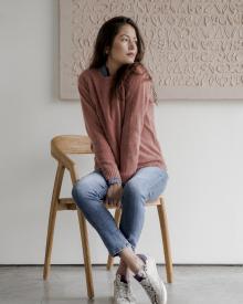 Alexandra Golovanoff sweater Nili Lotan Denim shirt Veronica Beard jean Golden Goose sneaker