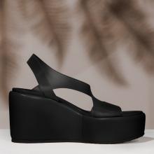 Black chunky wedge heel